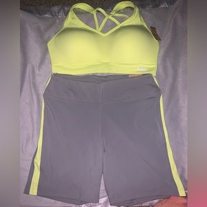 VS Pink SET Active Seamless Air Medium Impact Sports Bra & 6" Soft Biker Shorts